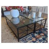 2pc-wood & glass coffee & side table