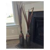 2pc- ceramic decorative vases with palms