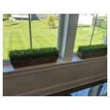 2pc-faux wood planter wheatgrass