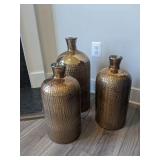 3pc-large bronze vases