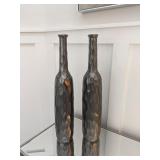 2pc-vintage, metallic tone textured vase