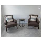 brown side chairs with pillows