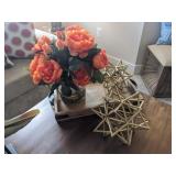 4pc-wood tray, faux flowers and 3D stars