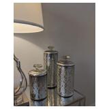 3pc-crackled glass canisters