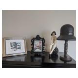 4pc-picture frames, hat stand & figurine