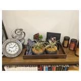 wood tray w/greenery & decor