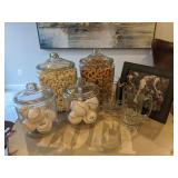 7pc-glass canisters (sealed), glasses & frame