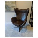 brown leather egg chair