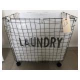 RUSTIC METAL LAUNDRY CART