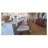 WOOD COUNTER STOOLS W/CREAM CUSHIONS (1