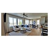 CREAM " L" SHAPED SECTIONAL SOFA (8