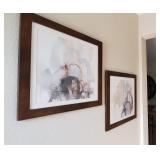 2PC-PINK & GRAY " WATERCOLOR" WALL ART PRINT (2