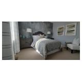 BLUE & WHITE FULL " DAMASK" PRINT BEDDING