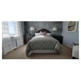 GREY HEADBOARD W/GOLD " STUDDED" ACCENT (4