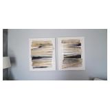 GOLD & SILVER " LINES" CANVAS WALL ART (2