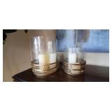 2PC-HURRICANE CANDLE HOLDER WRAPPED IN GOLD