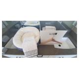9PC-TOWEL SET, CLOTH STORAGE BIN, HANGER, & PET