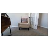 2PC-CREAM & BURLAP SIDE CHAIR W/WOVEN PILLOW