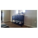 BLACK WOOD BUFFET CABINET W/2-DOORS & 4-WINE