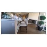 IVORY & GREY STRIPED COUNTER STOOLS (1