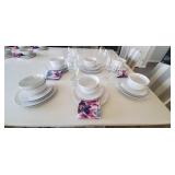 CHINA SET-BOWLS, DINNER & SALAD PLATES, NAPKINS