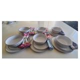 CHINA SET-BOWLS, DINNER & SALAD PLATES & NAPKINS