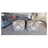BROWN & CREAM " CARPET" POUFS (1