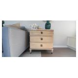 NATURAL WOOD " UNIVERSAL" SIDE TABLE W/3-DRAWERS