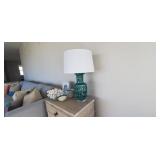 JADE " LATTICE" LAMP W/WHITE SHADE (2