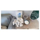 4PC-SEA CORAL, GREY POT, FRAME, & CANDLE