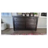 CHOCOLATE WOOD DRESSER W/6-DRAWERS (5