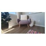 2PC-GREY SIDE CHAIR W/FAUX " FUR" PILLOW (2