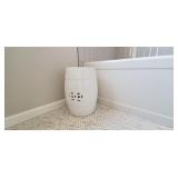 WHITE CERAMIC SIDE TABLE W/CUTOUTS (10.5" ROUND x