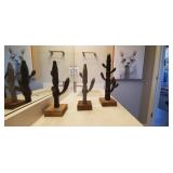 3PC-METAL CACTUS STATUES DÉCOR