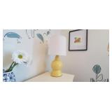 YELLOW CERAMIC LAMP W/WHITE SHADE (1