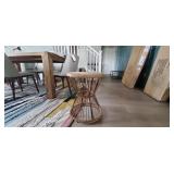 TAN RATTAN OUTDOOR SIDE TABLE (1
