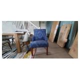 BLUE DAMASK SIDE CHAIR (1