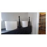 BLACK " CONE" LAMPS W/WHITE SHADES