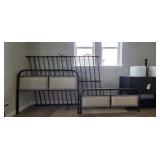 3PC-CREAM TWIN HEADBOARD & FOOTBOARD W/STUDDED