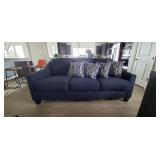 NAVY BLUE SOFA W/" STUDDED" ACCENTS (6