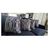 4PC-BROWN & BLUE PRINT PILLOW SET