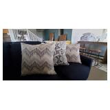 5PC-BLUE & GOLD PRINT PILLOW SET (QTY-3) & COVERS