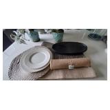 13PC-CHAMPAGNE PLACEMATS, BURLAP TABLE RUNNER,