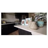 6PC-AQUA FRAME SET, CHARCOAL GLASS CONTAINERS, &