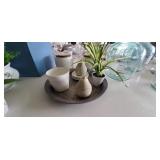 10PC-CREAM CANISTER SET, FAUX CEMENT PEARS, METAL