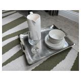 SILVER TRAYS W/DISHES