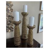 3PC GOLD CANDLEHOLDER