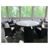 GLASS TOP PATIO TABLE & 6 CHAIRS