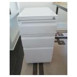 THREE DRAWER METAL WHITE FILE CABINET
