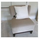 TAN CHAIR W/WHITE PILLOW